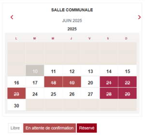 Disponibilité de la salle communale